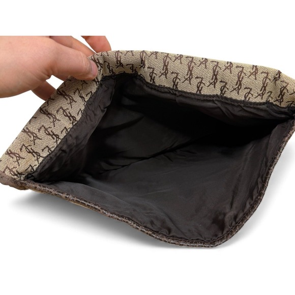Vintage Yves Saint Laurent YSL Monogram Canvas Pouch Portfolio Clutch Brown - Picture 9 of 14
